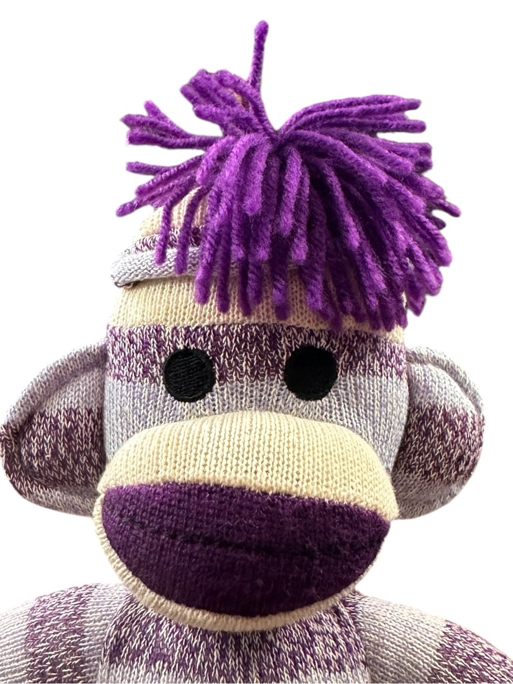 Schylling Purple Sock Monkey Plush Stuffed Animal Striped Toy 19”